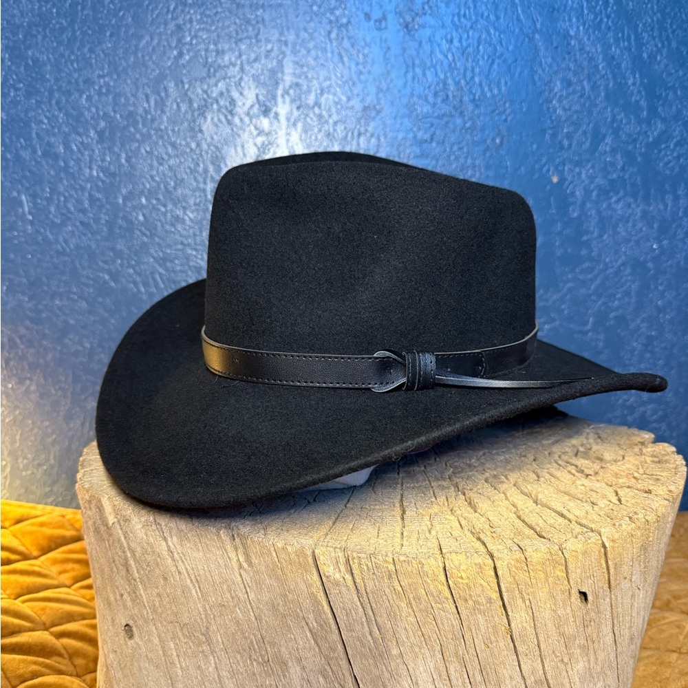 SUNDRY AFTERNOONS Black Wool Felt Hat with Leather Band - Picture 3 of 9